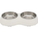 Trixie voer/waterbakken set hond melamine/RVS