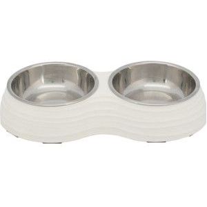 Trixie voer/waterbakken set hond melamine/RVS