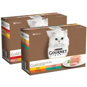 Gourmet Gold 12-Pack Mousse + Fijne Hapjes in Saus kattenvoer