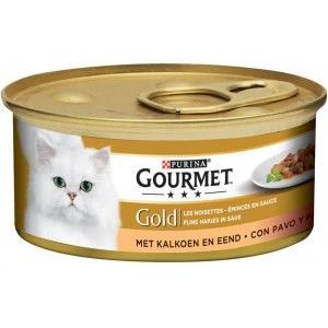 Gourmet Gold Fijne Hapjes in saus met kalkoen en eend natvoer kat (24x85 g)