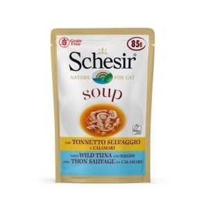 Schesir Cat Soup met wilde tonijn & inktvis natvoer kat (zakjes 85 g)
