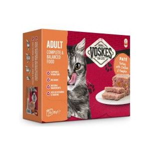 Voskes Adult - Paté kalkoen met kip & pompoen natvoer kat (8x85 g)