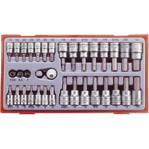 TTBS35 Dop- en bitsset 1/4 - tc tray 35dlg.