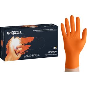 Nitril wegwerphandschoenen - extra grip - oranje - maat M - doos/50 stuks