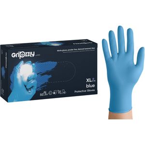Nitril wegwerphandschoenen - extra grip - blauw - maat XL - doos/50 stuks