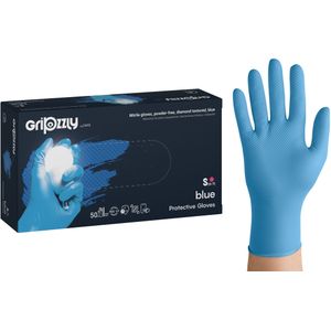 Nitril wegwerphandschoenen - extra grip - blauw - maat S - doos/50 stuks