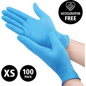 Nitril - doos/100 stuks - maat XS - blauwe handschoenen ongepoederd - acceleratorvrij