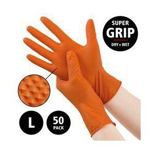 Nitril - doos/50 stuks - maat L - oranje Diamond handschoenen - extra grip