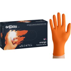 Nitril wegwerphandschoenen - extra grip - oranje - maat S - doos/50 stuks