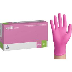 Nitril wegwerphandschoenen - roze - maat L - doos/100 stuks