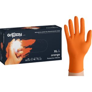 Nitril wegwerphandschoenen - extra grip - oranje - maat XL - doos/50 stuks