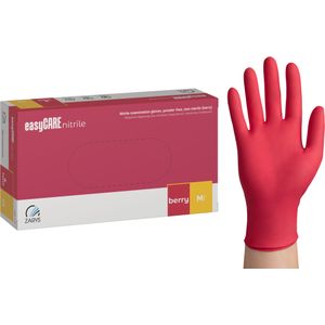 Nitril wegwerphandschoenen - framboos - maat M - doos/100 stuks