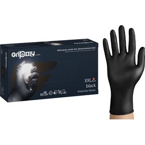 Nitril wegwerphandschoenen - extra grip - zwart - maat XXL - doos/50 stuks