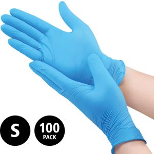 Nitril - omdoos/10x100 stuks - maat S - blauwe handschoenen ongepoederd