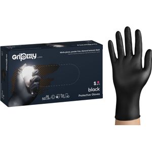 Nitril wegwerphandschoenen - extra grip - zwart - maat S - doos/50 stuks