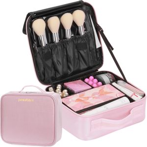 Prestara - Compacte Roze Make-up Koffer – Ideaal voor Dagelijks Gebruik - Maat S