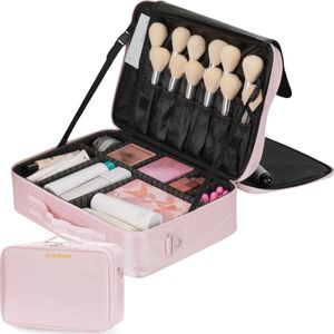 Prestara - Roze Make-up Koffer Zonder Spiegel – Ideaal voor Beauty Professionals - Maat L