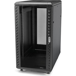 StarTech.com 18U 19 Server Rack Cabinet, 4 Post, Verstelbare Diepte (15 tot 81cm), Mobiel & Vergrendelbaar Knock Down IT Netwerk Rack op Wielen met