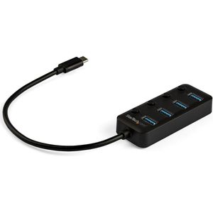 StarTech.com 4 poorts USB C hub - 4x USB-A poorten met AanUit knoppen
