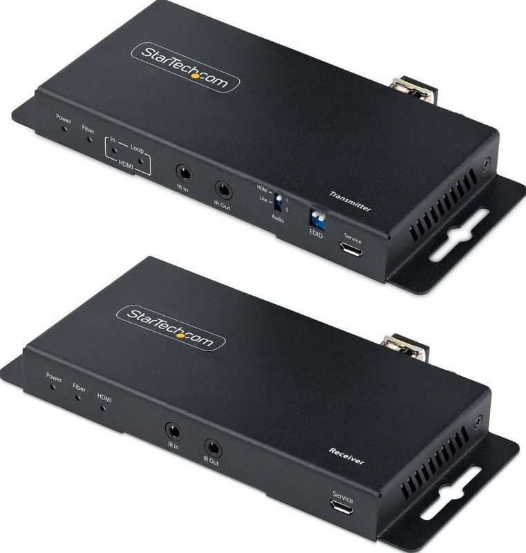 StarTech.com 4K HDMI over Fiber Extender Kit, 4K 60Hz up to 3300ft1km (Single Mode) or 1000ft300m (Multimode) LC Fiber Optic, HDRHDCP, AudioRS232IR