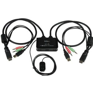 StarTech 2-poorts USB HDMI-kabel KVM-switch met audio en remote switch – met USB-voeding - KVM / audioschakelaar