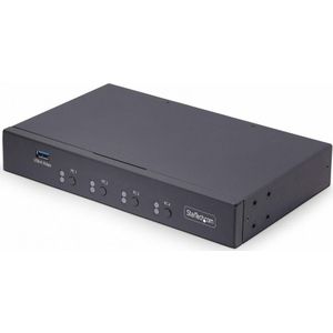 StarTech.com 4-Port KM Switch with Mouse Roaming, USB Switch for KeyboardMouse, 3.5mm and USB Audio, Peripheral Sharing for 4 Computers, USB 3.0