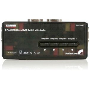 StarTech.com 4-poort USB KVM-switch Zwart met Audio en Bekabeling - KVM / audioschakelaar