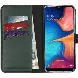 Selencia Echt Lederen Bookcase Samsung Galaxy A20e - Groen