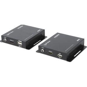 Manhattan - 1080p HDMI KVM over IP Extender Set - KVM Schakelaars - Zwart - Tot 120 m afstand