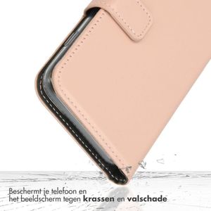 Selencia Echt Lederen Bookcase iPhone SE 4 - Dusty Pink
