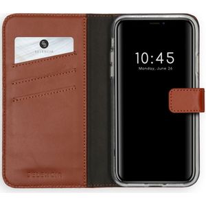 Selencia Echt Lederen Bookcase iPhone 11 - Lichtbruin