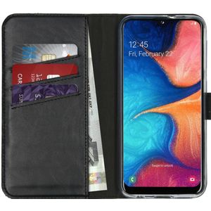 Selencia Echt Lederen Bookcase Samsung Galaxy A20e - Zwart