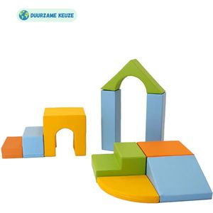 Multifunctionele foam speelset - Creativity - lichte kleuren - foam blokken Soft Play met glijbaan