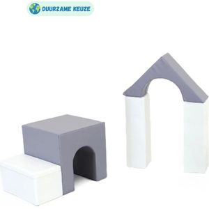 Foam blokken set  | 5 speelblokken | Grijs/wit