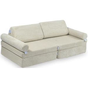 Mini Modulaire bank - Speelsofa- Rib velvet - Beige Comfort (inclusief 2 bolsters en 2 kussens)