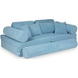 Modulaire Montessori speelbank in blauwe waffle corduroy – 13-delig