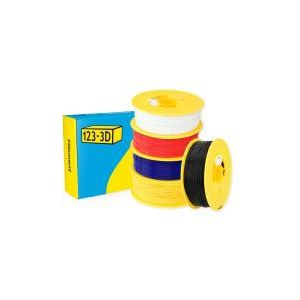 123-3D Filament PLA Starterpack Zwart, Wit, Rood, Geel en Donkerblauw 1,75 mm 1 kg