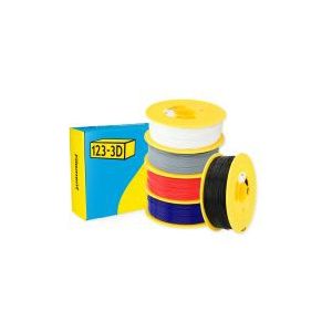 123-3D Filament PLA Starterpack Zwart, Wit, Rood, Grijs en Blauw 1,75 mm 1 kg