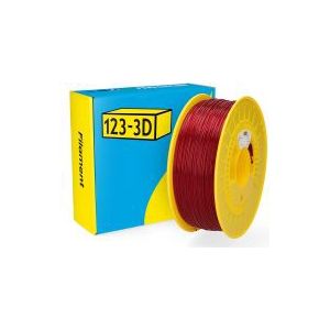 123-3D Filament PC Transparant Rood 1,75 mm 1 kg