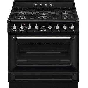 SMEG - TR90GMBLNL - Fornuis - Zwart - Gas Kookplaat - 90 x 60 cm