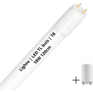 Lighto | LED TL buis | T8 | 18W | 120cm | vervangt 36W TL buis