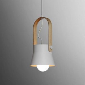 Wood Grain Creative Simple Personality Restaurant Chandelier Single Head Study Bedroom Macaron Bar Small Lamp without Light Source  Size:S(White)