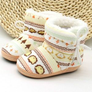 Baby peuter dikke katoenen zachte onder warme laarzen  baby leeftijd: 0-12 maanden (gestreept plus fluweel-kaki)