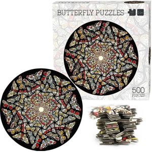 Ronde volwassen vliegtuig puzzel puzzel speelgoed 500 stuks  diameter: 48cm (vlinder)