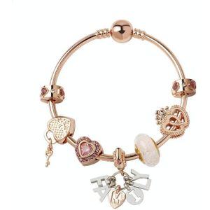 MGZ03 Rose Gold Love Heart Lock Decorative Bracelet  Length: 18cm