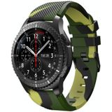 For Samsung Gear S3 Twill Camouflage Silicone Replacement Strap Watchband(Army Green)