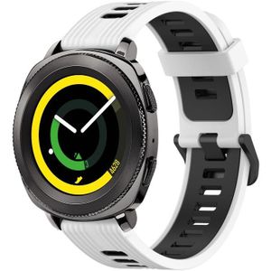 Voor Samsung Gear Sport 20 mm verticaal patroon tweekleurige siliconen horlogeband (wit+zwart)