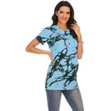 Zwangerschapsslijtage met gedrukte ronde t-shirt met korte mouwen (Kleur: Blauw Maat: S)