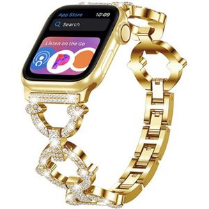 Metalen ketting diamanten horlogeband voor Apple Watch Ultra 49 mm / serie 8 & 7 45 mm / SE 2 & 6 & SE & 5 & 4 44 mm / 3 & 2 & 1 42 mm
