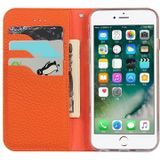 Litchi Texture Horizontale Flip Top Laag Koeienhuid Lederen Case met Houder & Card Slots & Wallet & Strap & Wire Winder voor iPhone 6 Plus & 6s Plus (Oranje)